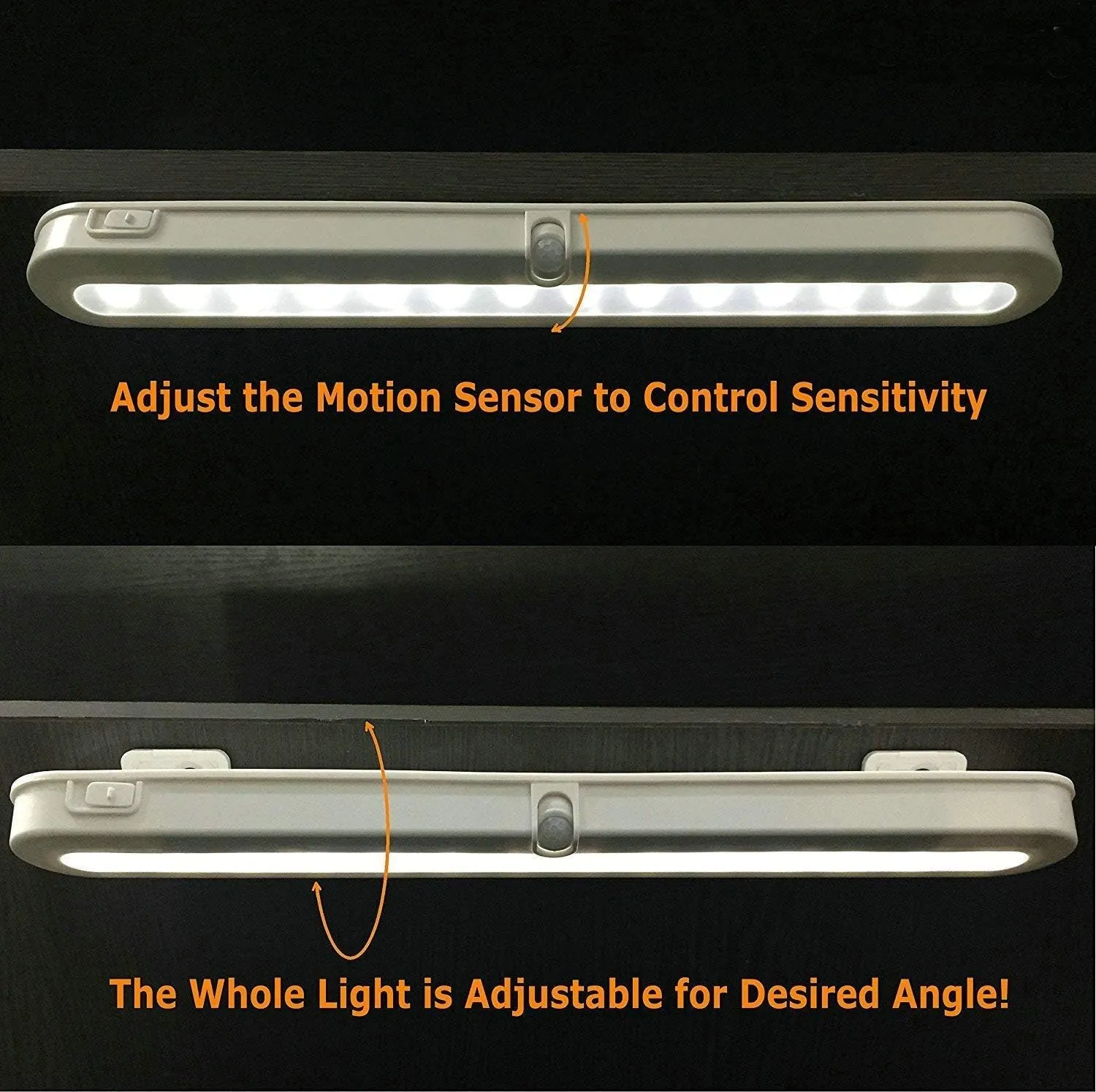 BLS T01L LED Closet Light Super Bright 20 LED Under Cabinet Lighting Battery Powered/DC Input Wireless Motion Sensing Light, Auto On Off Switch, Motion Sensor & Light Sensor, 2 Pack