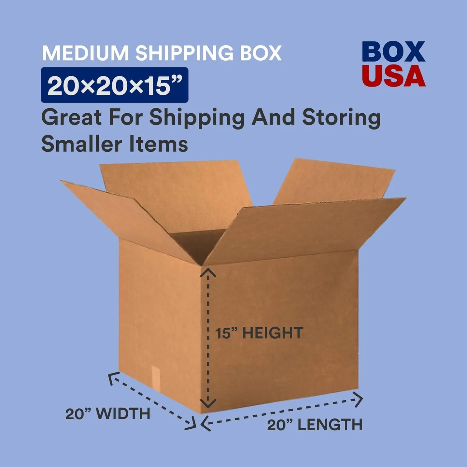 BOX USA Moving Boxes Large 20"L x 20"W x 15"H, 12-Pack | Corrugated Cardboard Box for Packing, Shipping and Storage
