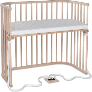 Boxspring XXL Side Bed Made of Solid Beech Wood/Compact & Transformable/Cot Height Infinitely Adjustable/Grows with Your Child (Natural Untreated) / Includes Mattress