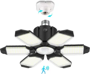 BRAINIAC Motion Sensor Garage Light with 3 Switch Modes, E26/E27 Screw in Garage Lights Ceiling LED Motion Activated for Garage/Shop/Porch-150W 15000LM 6000K