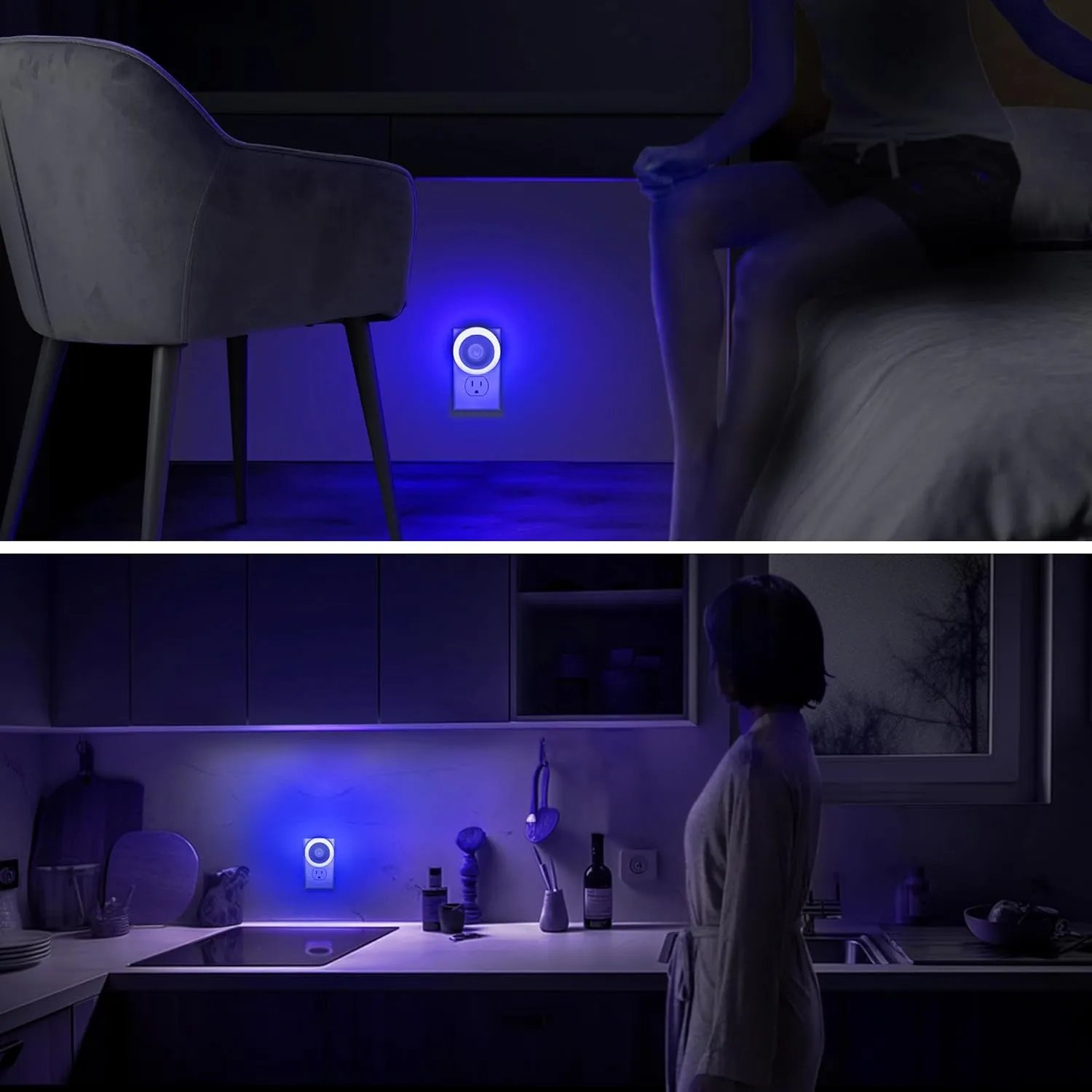 Briignite Motion Sensor Night Light Blue, [2 Pack] Night Lights Plug into Wall, Auto On/Off Motion Activation Nightlight, Energy-Saving 0.6W LED Blue Night Light, Ideal for Kids, Bedroom, Bathroom