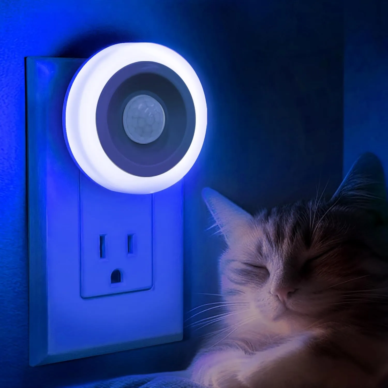 Briignite Motion Sensor Night Light Blue, [2 Pack] Night Lights Plug into Wall, Auto On/Off Motion Activation Nightlight, Energy-Saving 0.6W LED Blue Night Light, Ideal for Kids, Bedroom, Bathroom