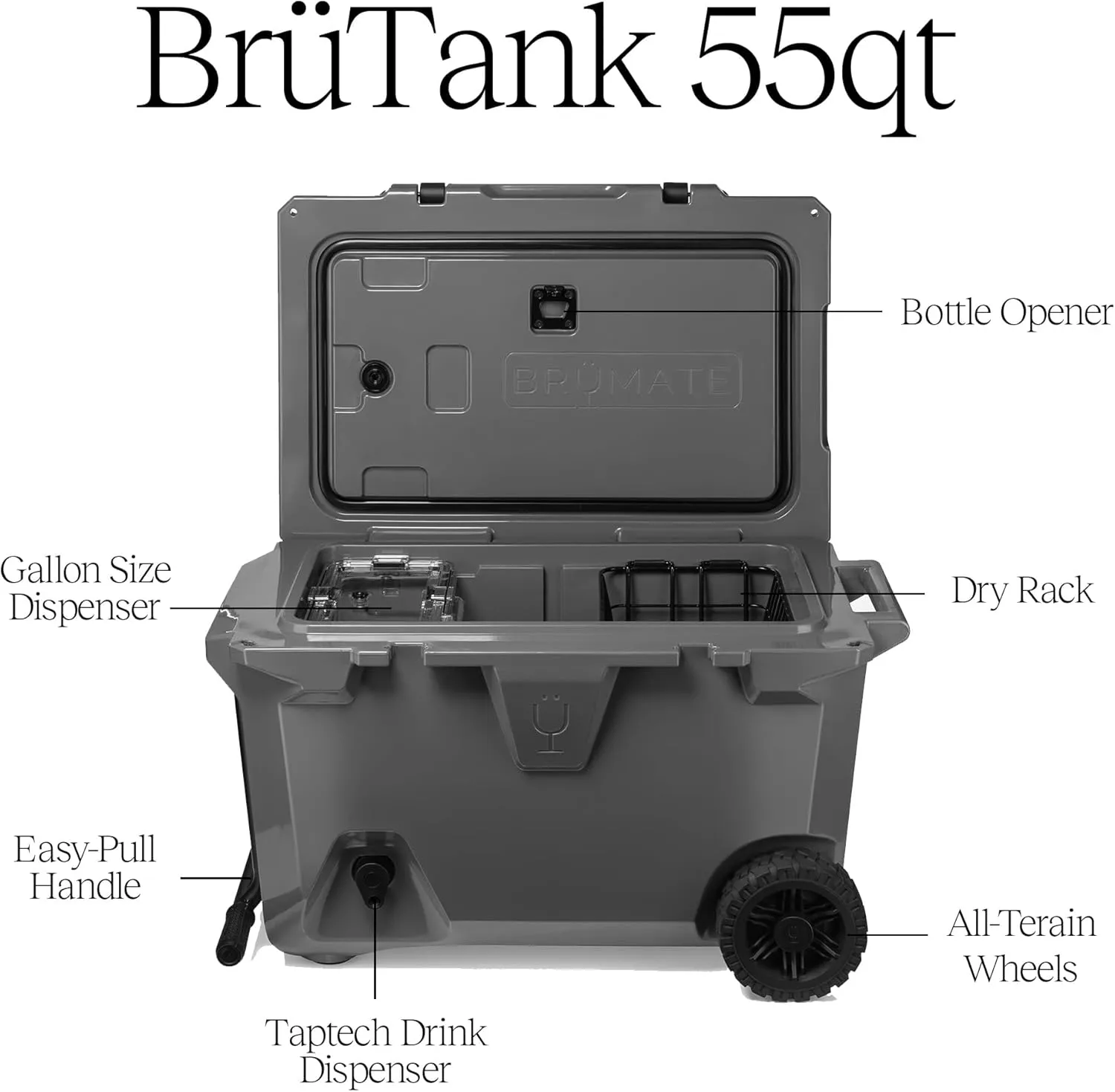 BrüMate BrüTank Wheeled Hard Cooler with Built-in Drink Dispenser Tank and Tap | Perfect for Beach, Tailgating, Drinks, Camping, Sports Games, Parties and More