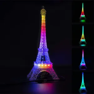 BTF-LIGHTING USB 5V Romance Eiffel Tower Built-in Color Changing Night Light 9.8inch 48 LED WS2812B RGB Mini Night Light Desk Table Lamp Birthday Gift Dream Color