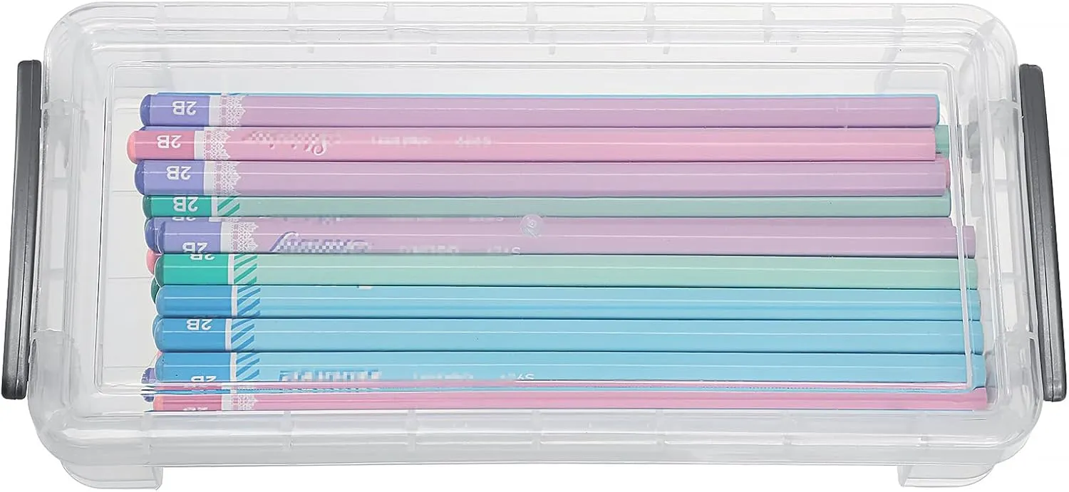 BTSKY Large Capacity Pencil Box, Office Supplies Storage Organizer Box, Brush Painting Pencils Storage Box Watercolor Pen Container Drawing Tools(6 Pack Clear)