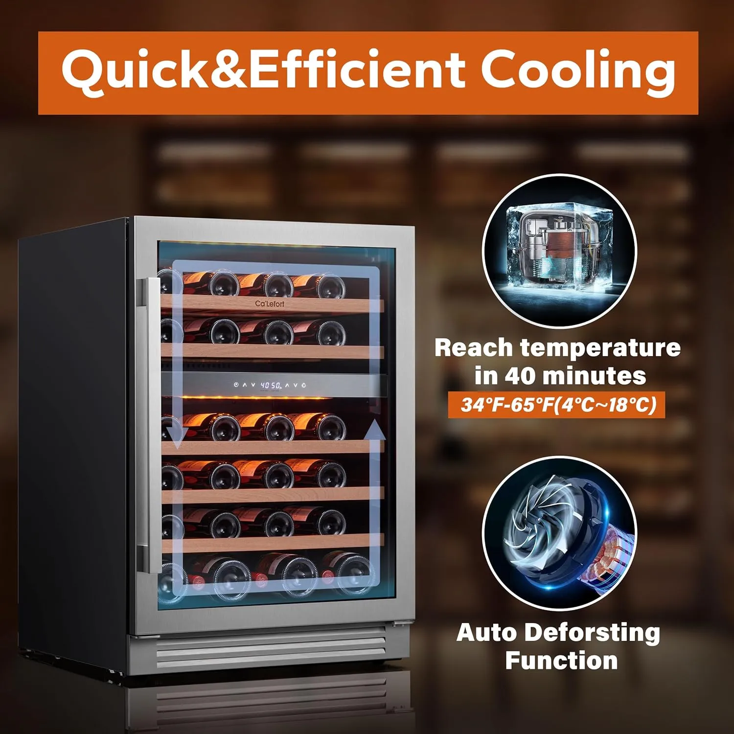 Ca'Lefort 24 Inch Dual Zone Wine Cooler Refrigerator - 46 Bottles Wine Fridge with Glass Door, Powerful Cooling Compressor Fridge with 3 LED Light for Home Office Bedroom Bar