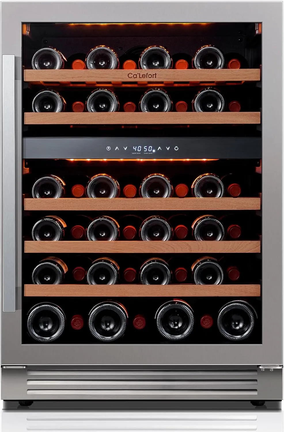 Ca'Lefort 24 Inch Dual Zone Wine Cooler Refrigerator - 46 Bottles Wine Fridge with Glass Door, Powerful Cooling Compressor Fridge with 3 LED Light for Home Office Bedroom Bar
