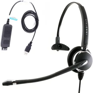 Call Center Noise Cancelling mic with Headset, Plug and Play USB voip Headphones for MS Lync, Skype, 3CX, Bria X-Lite softphone Headset Compatible with Plantronics Headset Quick Disconnect.
