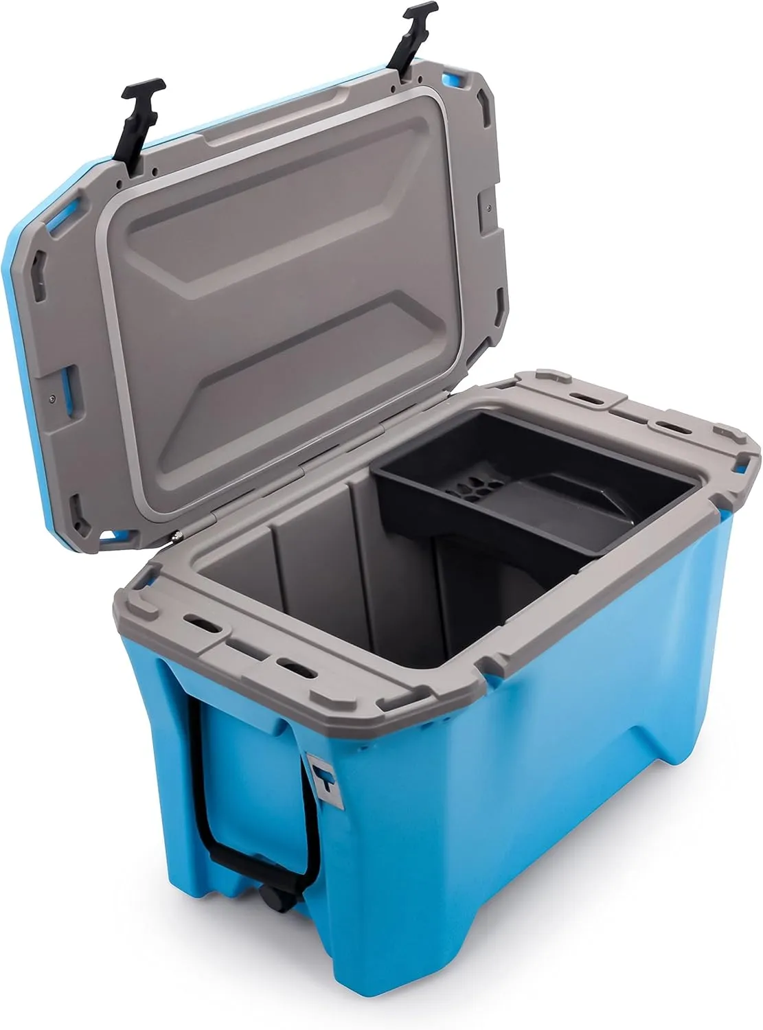 Camco Currituck Cyan Blue and Gray 30 Quart Cooler - Rugged Exterior Made for Camping, Hunting, Fishing and Tailgating - Comes with Cooler Basket (51712)