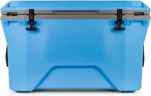 Camco Currituck Cyan Blue and Gray 30 Quart Cooler - Rugged Exterior Made for Camping, Hunting, Fishing and Tailgating - Comes with Cooler Basket (51712)