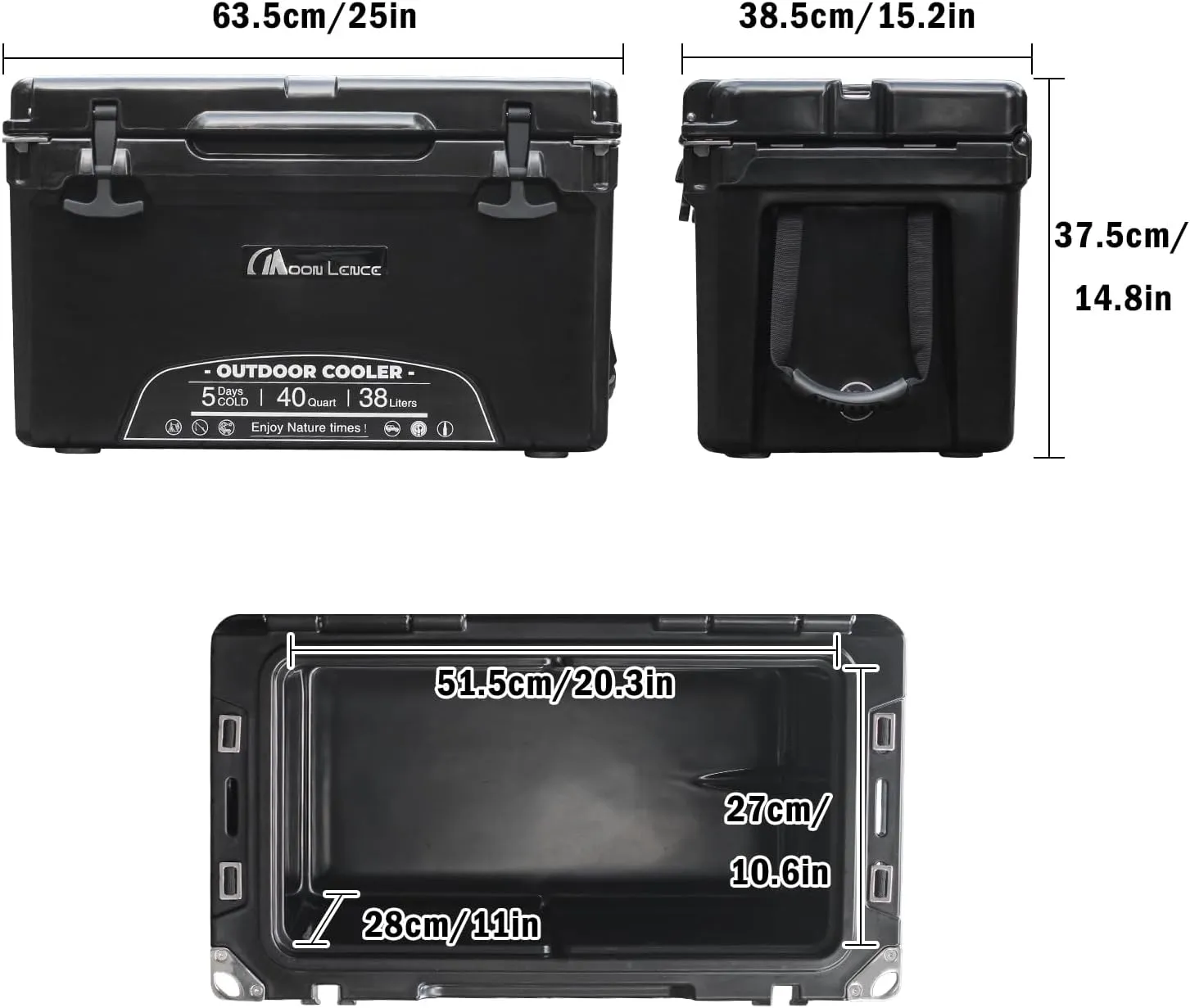 Camping Cooler 23/38 litres Hard Cooler Box, Cold for 5 Days