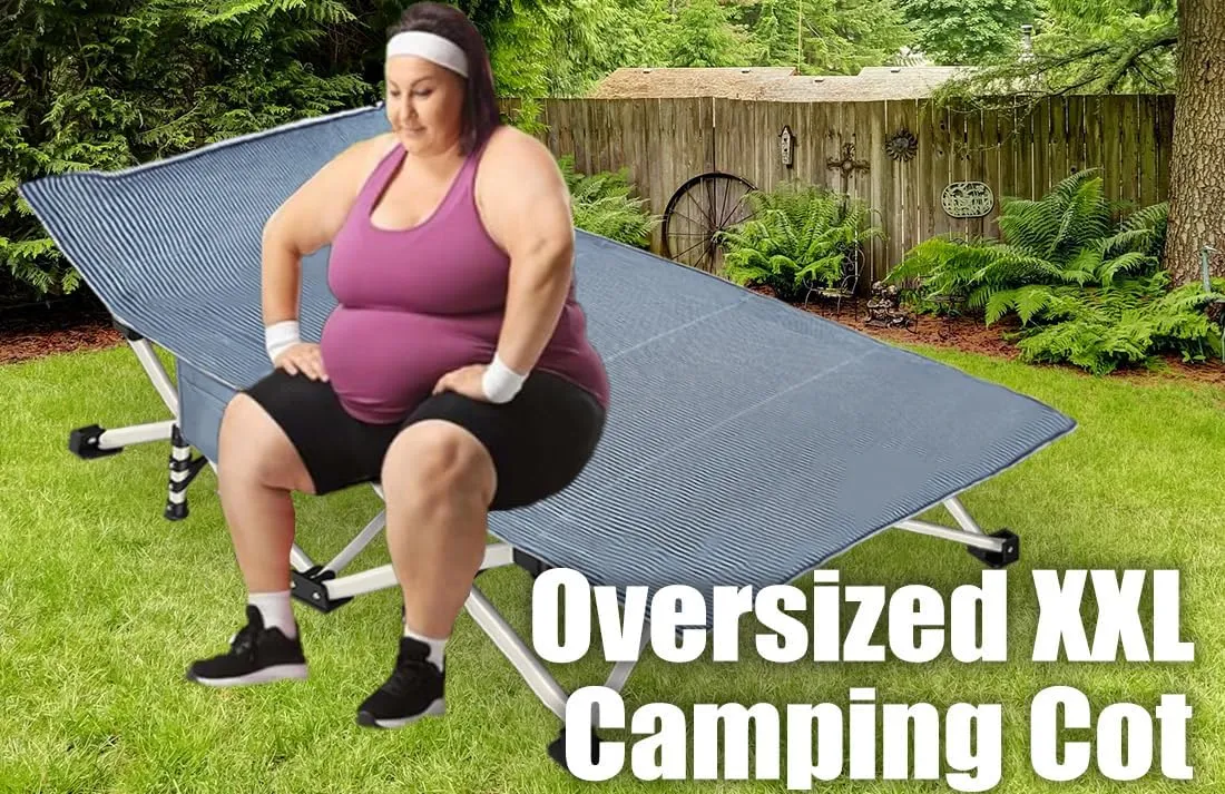 Camping Cot with Mattress Oversize Width XXL Folding Cot Heavy Duty Comfortable Cots for Sleeping Guest Bed with Carry Bag Portable Easy to Set-up for Home Travel Outdoor 79" x 32" x 18"
