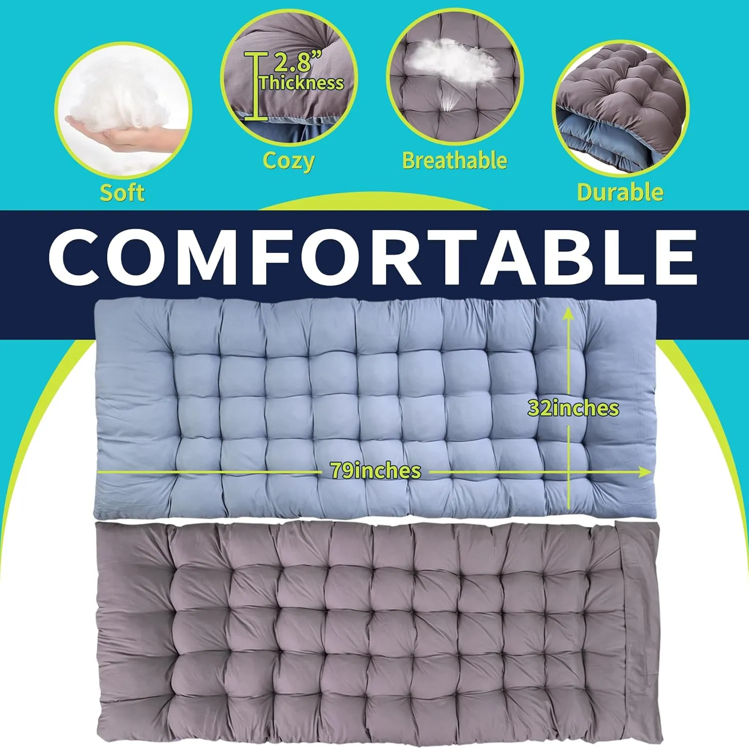 Camping Cot with Mattress Oversize Width XXL Folding Cot Heavy Duty Comfortable Cots for Sleeping Guest Bed with Carry Bag Portable Easy to Set-up for Home Travel Outdoor 79" x 32" x 18"