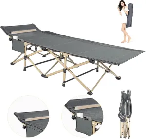 Camping Cots for Adults Comfortable Breathable Material with Pillowcase, Foldable Camping Cot for Sleeping with Reinforced Aluminum Tubes, Portable Bed for Adults Weighing 20 Lbs