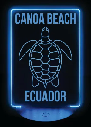 Canoa Beach Ecuador Turtle Souvenir Acrylic Color Changing LED Night Light with Remote and USB Plug Single