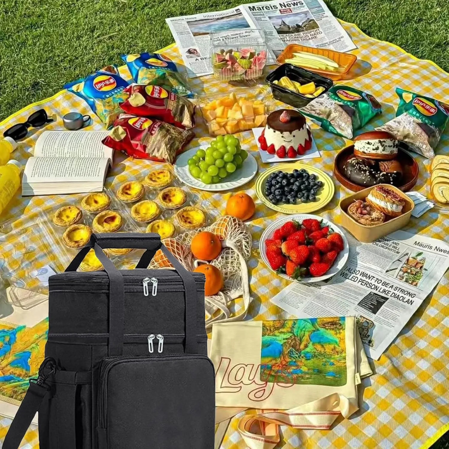 Car Camping Coolers for Citro?n C1/C2/C3/C4/C5/C4 Cactus/C4 Picasso/C5 Aircross, Leak Proof Cooler, Portable Lightweight Ice Chest Box, Compartments Waterproof Insulated Bag
