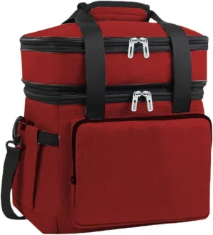 Car Camping Coolers for Daily eMoovy/Eurocargo/S-Way/T-Way/X-Way/Massif/Stralis/Trakker, Leak Proof Cooler, Portable Lightweight Ice Chest Box, Compartments Waterproof Insulated Bag,D-Red