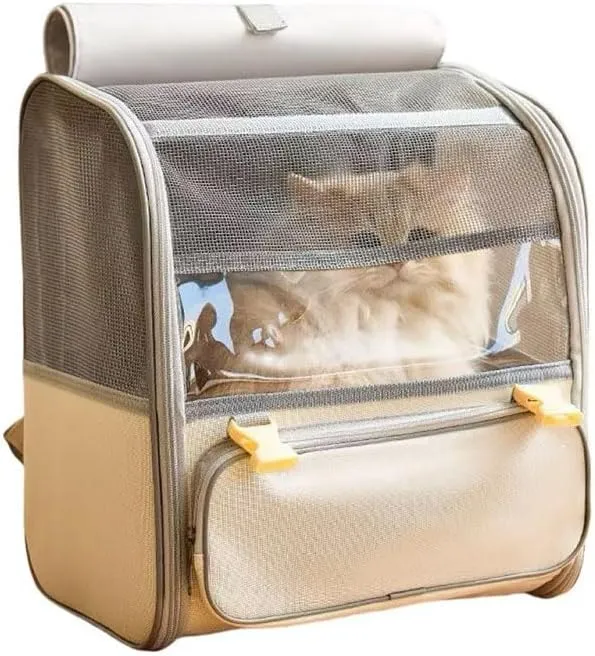 Car Cat Carrier for Jaguar, Pet Carrier Travel Bag for Small Medium Cats with Mesh Ventilation, Breathable Foldable for Airplane, Car, Vet Visits,Grey