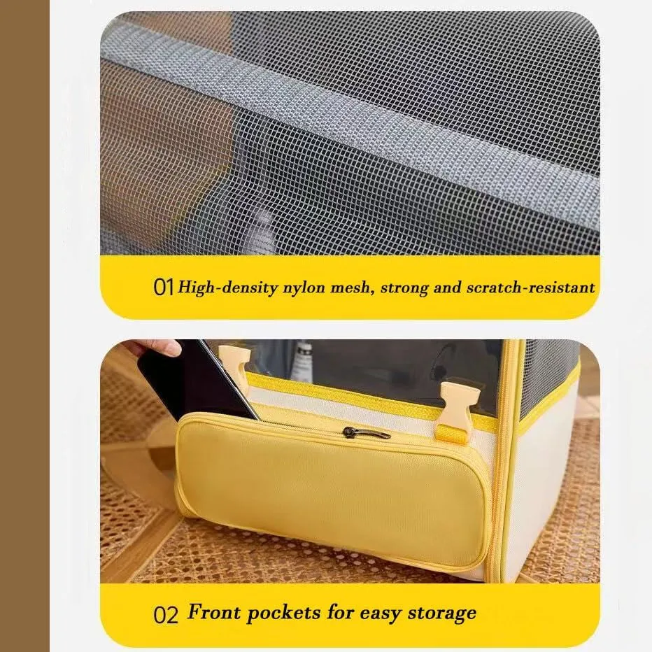 Car Cat Carrier for Toyota Kluger 2000-2019, Pet Carrier Travel Bag for Small Medium Cats with Mesh Ventilation, Breathable Foldable for Airplane, Car, Vet Visits,Yellow