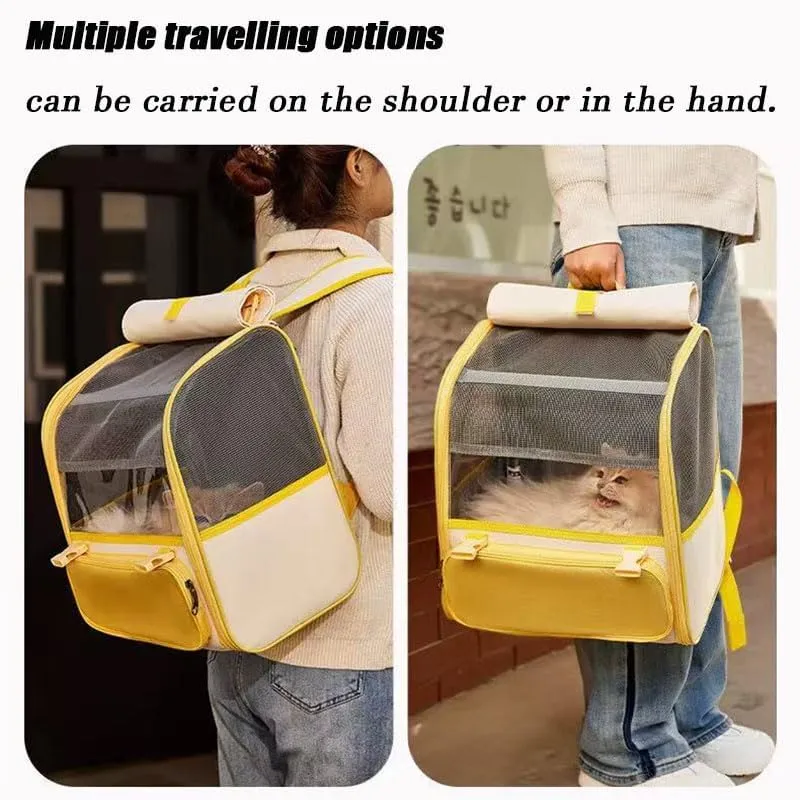 Car Cat Carrier for Toyota Kluger 2000-2019, Pet Carrier Travel Bag for Small Medium Cats with Mesh Ventilation, Breathable Foldable for Airplane, Car, Vet Visits,Yellow