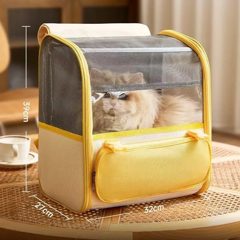 Car Cat Carrier for Toyota Kluger 2000-2019, Pet Carrier Travel Bag for Small Medium Cats with Mesh Ventilation, Breathable Foldable for Airplane, Car, Vet Visits,Yellow