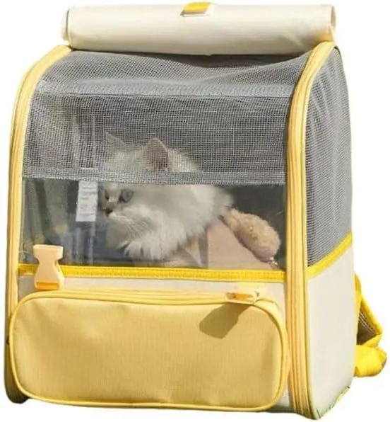 Car Cat Carrier for Toyota Kluger 2000-2019, Pet Carrier Travel Bag for Small Medium Cats with Mesh Ventilation, Breathable Foldable for Airplane, Car, Vet Visits,Yellow