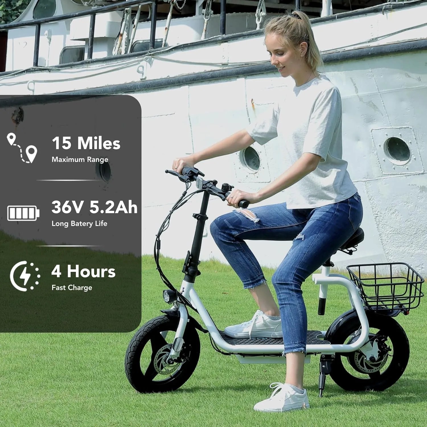 Caroma Peak 1200W Electric Scooter with Seat 14" Tire, 30 Miles Range 20MPH Max Speed, Foldable Electric Scooter for Adults 300 LBS Max Load