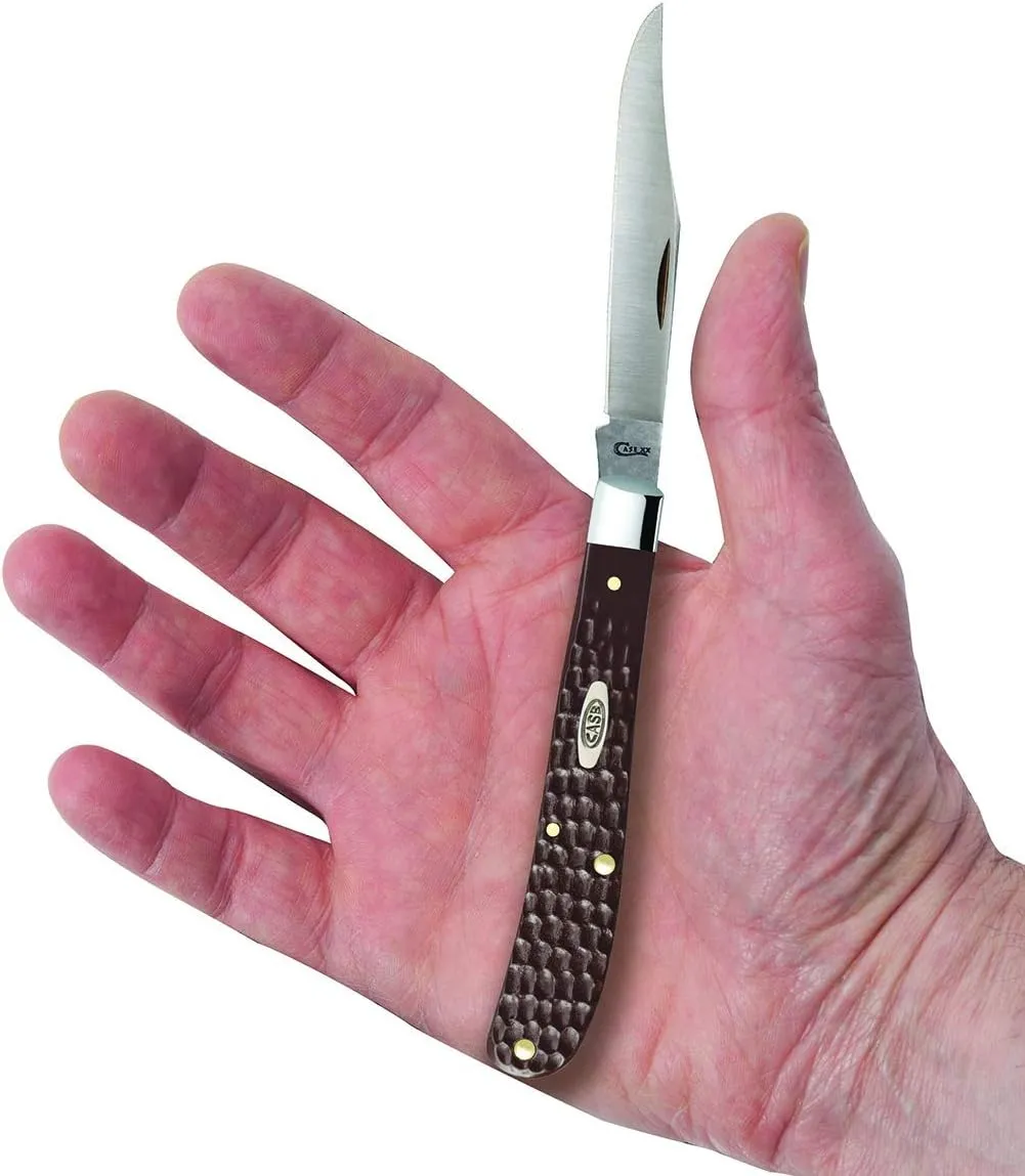 Case WR XX Pocket Knife Brown Synthetic Barehead Slimline Trapper Item #135 - (61048 SS) - Length Closed: 4 1/8 Inches