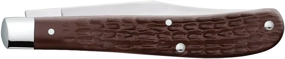 Case WR XX Pocket Knife Brown Synthetic Barehead Slimline Trapper Item #135 - (61048 SS) - Length Closed: 4 1/8 Inches