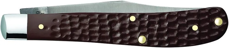 Case WR XX Pocket Knife Brown Synthetic Barehead Slimline Trapper Item #135 - (61048 SS) - Length Closed: 4 1/8 Inches