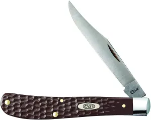 Case WR XX Pocket Knife Brown Synthetic Barehead Slimline Trapper Item #135 - (61048 SS) - Length Closed: 4 1/8 Inches