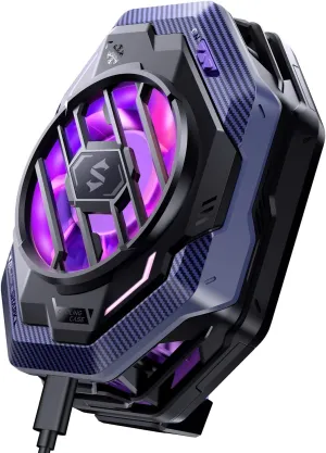 Cell Phone Cooler Black Shark Fun Cooler 3Pro, Cellphone Radiator with Sleep Timer/Fan Speed Settings for 2.63-3.46 inches iOS/Android Semiconductor Heatsink Cooling (Purple)