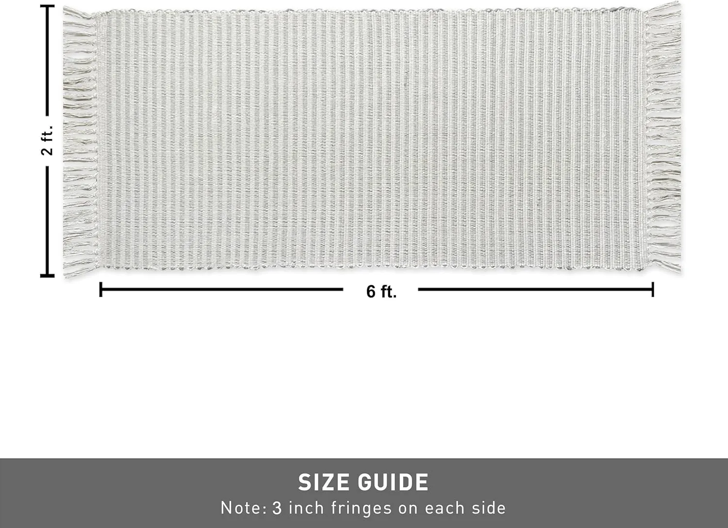 Chardin Home Grey & Ivory Providence Throw, 2x6 Feet | Hand Woven Farmhouse, Great in Kitchens Entryways Doormats Bathrooms Meditation Mat | Machine washable & Reversible Cotton