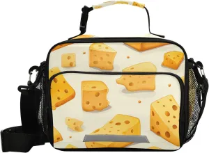 Cheese Kids Lunch Bag, Reusable Childish Lunch Box for Boys Girls, Insulated Cooler Bag Lunch Tote Bag with Shoulder Strap for School Office Picnic Travel