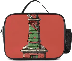 Christmas Chimney Lunch Bag Insulated Reusable Cooler Lunch Box Detachable Handle Meal Tote Bag for Work Office Travel