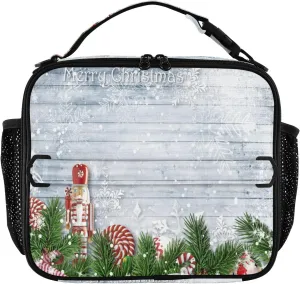 Christmas Nutcracker Snowfall Lunch Box Candy Winter Snowflake Meal Tote Kids Lunch Bag Insulated Reusable Cooler Soft Shoulder Bag Mini Cooling Back to School