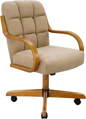 Chromcraft Douglas Set of 1 Casual Dining Chair Caster Swivel Tilt Dinning Chair Ultra Comfortable Sturdy Kitchen Chair with Rolling Wheels for Home Kitchen(Light Brown-Chestnut)