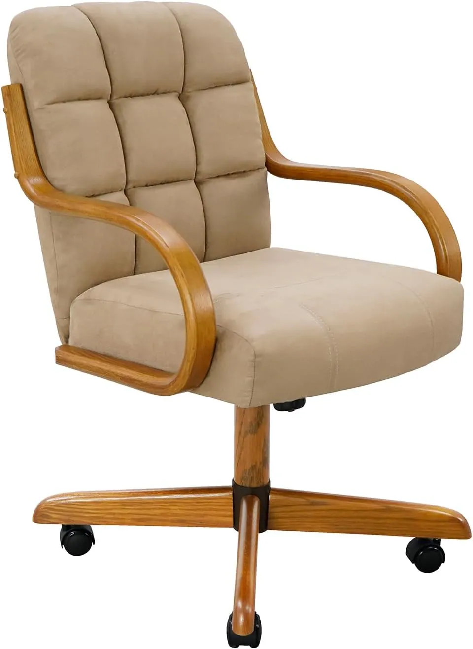 Chromcraft Douglas Set of 1 Casual Dining Chair Caster Swivel Tilt Dinning Chair Ultra Comfortable Sturdy Kitchen Chair with Rolling Wheels for Home Kitchen(Light Brown-Chestnut)