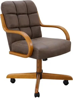 Chromcraft Douglas Set of 4 Casual Dining Chairs Caster Swivel Tilt Dinning Chairs Ultra Comfortable Sturdy Kitchen Chairs with Rolling Wheels for Home Kitchen(Mocha-Chestnut)