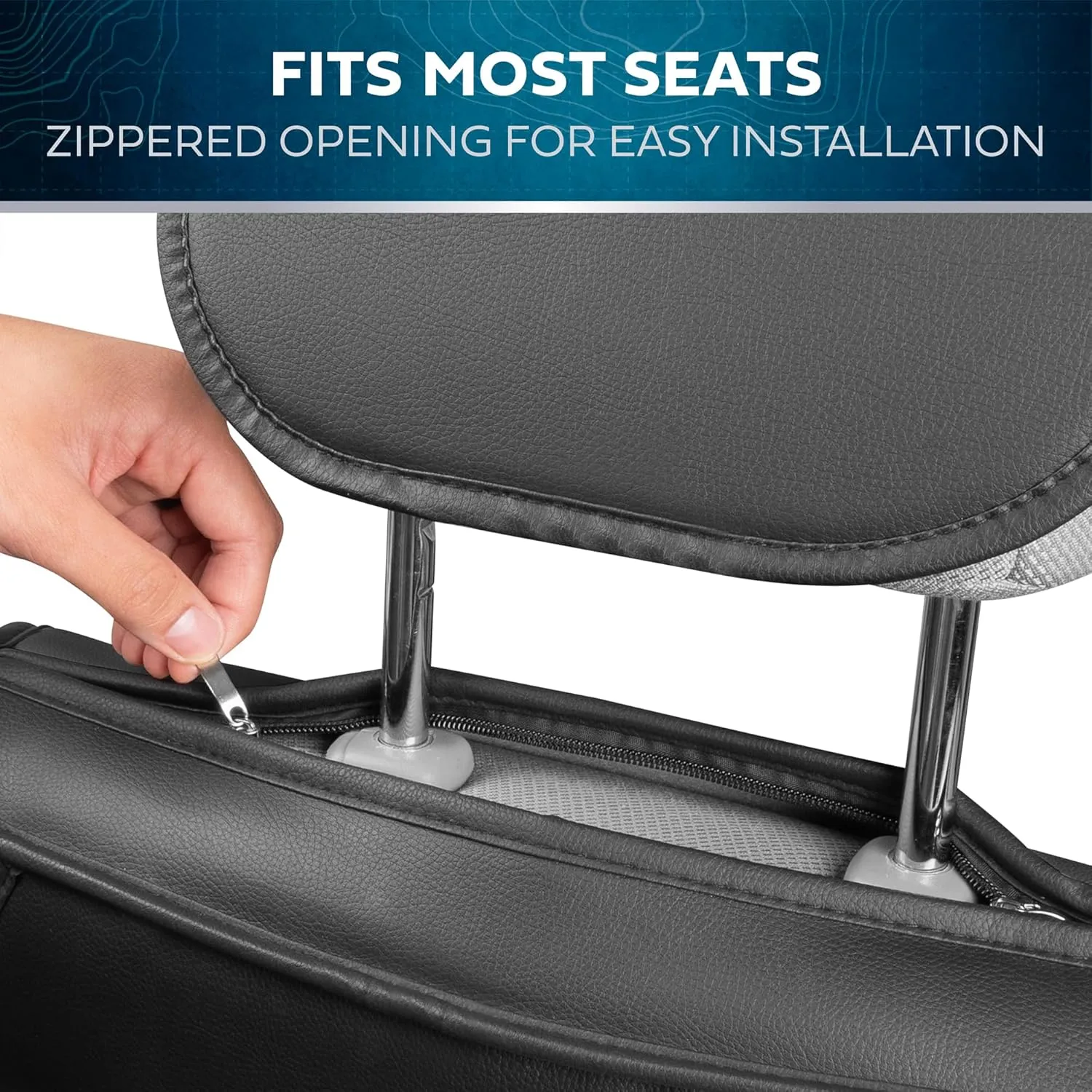Classic Edition Seat Covers, Premium Faux Leather Seat Covers for Cars Trucks Vans SUV, Semi Custom Fit Car Seat Covers Front Seats Only, Automotive Interior Cover - Black