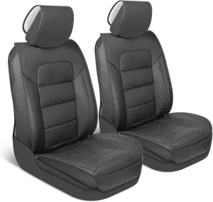 Classic Edition Seat Covers, Premium Faux Leather Seat Covers for Cars Trucks Vans SUV, Semi Custom Fit Car Seat Covers Front Seats Only, Automotive Interior Cover - Black