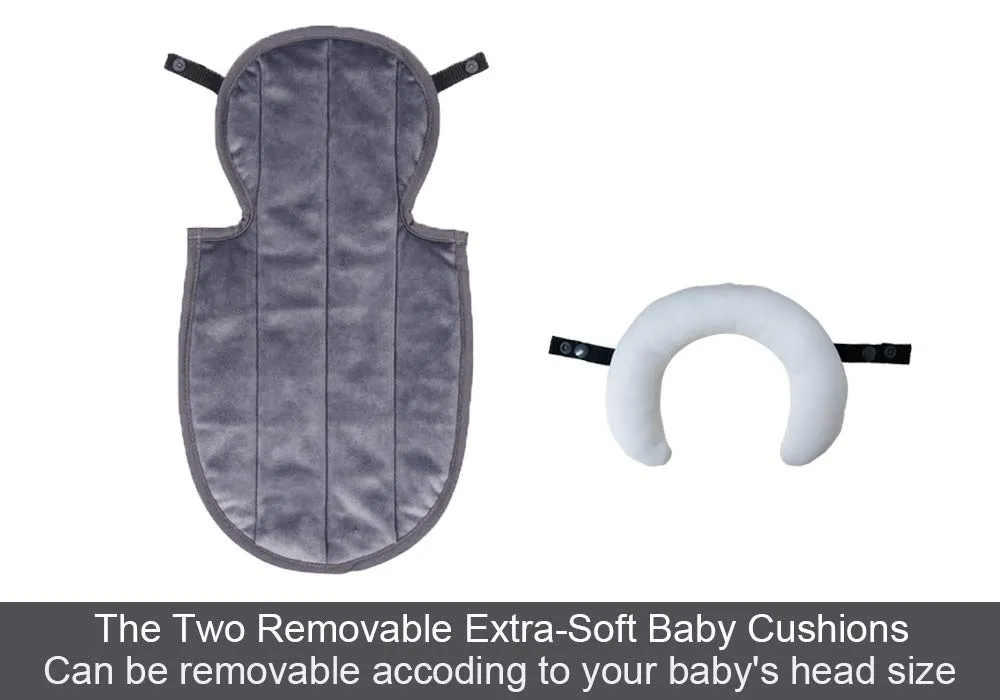 COOLBEBE New 2-in-1 Babybody Supports for Baby Newborn Infants - Extra Soft Stroller Cushion Pads Car Seat Insert, Perfect for Carseats, Strollers, Swings, Grey