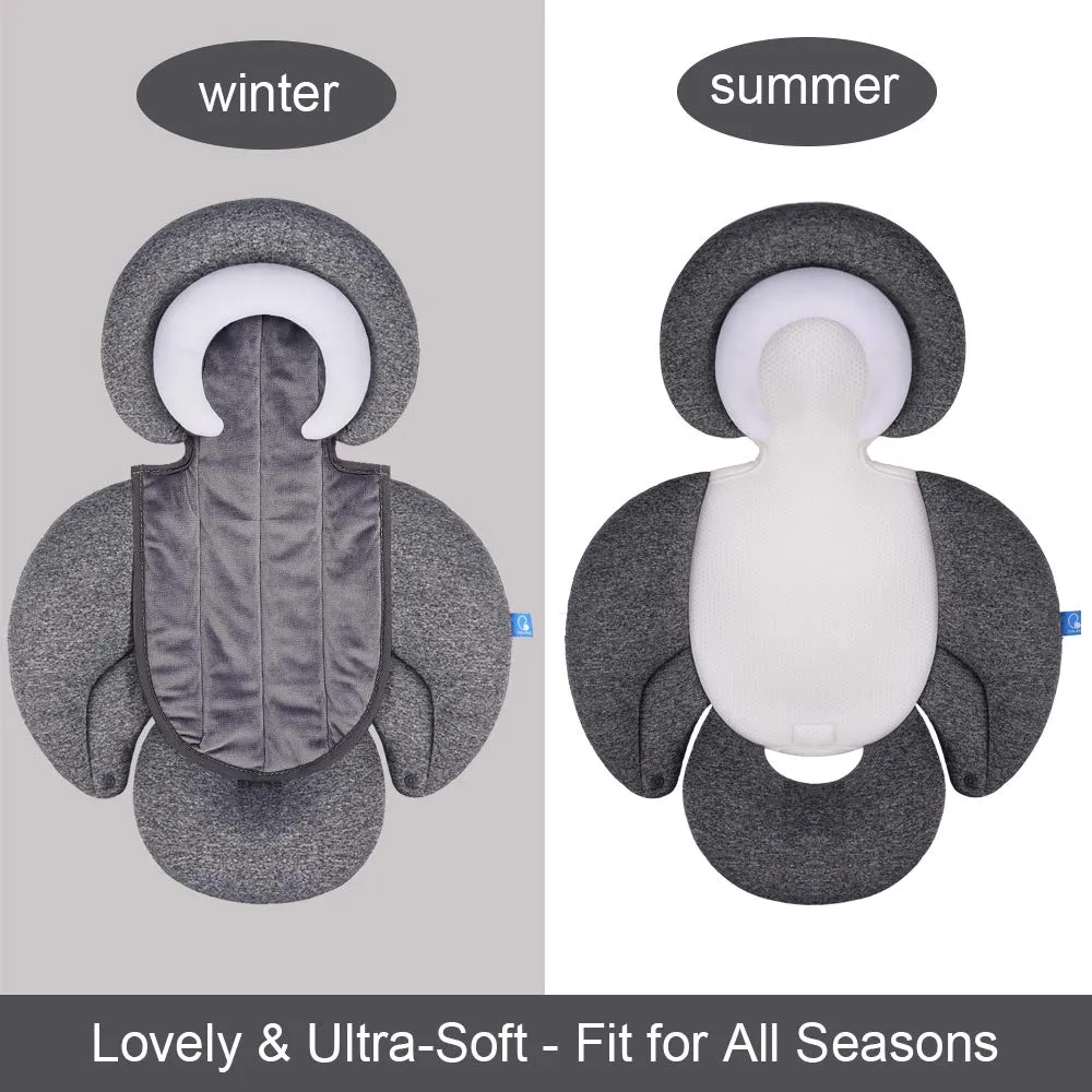 COOLBEBE New 2-in-1 Babybody Supports for Baby Newborn Infants - Extra Soft Stroller Cushion Pads Car Seat Insert, Perfect for Carseats, Strollers, Swings, Grey