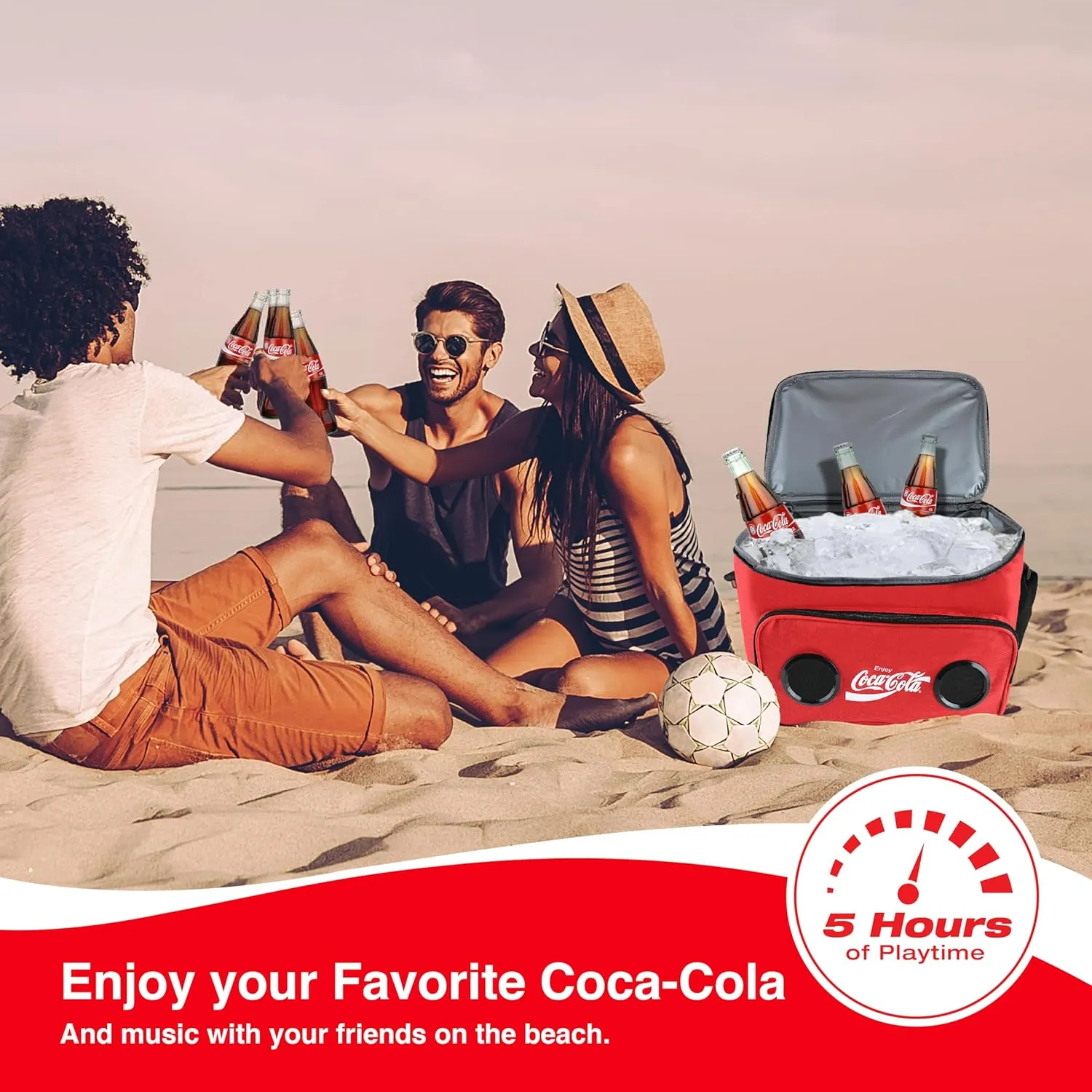 Cooler Bag with Built-in Bluetooth Stereo Speakers, Multi-Zipped Pockets, 24 Can Capacity, Adjustable Shoulder Strap, 12 Hours of Insulated Cooling and Freshness, for Camping, Fishing, Beach
