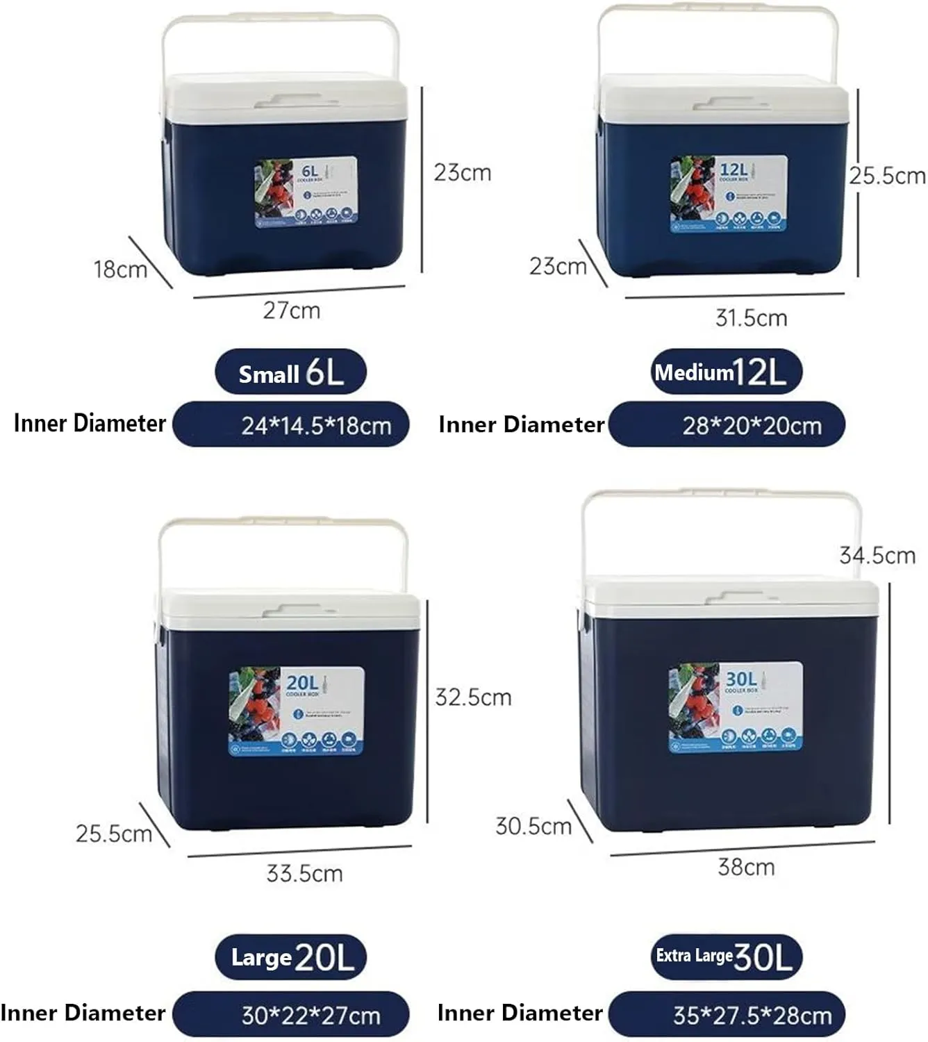 Cooler for Daewoo Evanda/Kalos/Lacetti/Lanos/Leganza/Matiz/Nexia Insulated Hard Ice Box Large High-Performance Storage Box Portable Cool Picnic Box Festival Camping