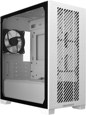 Cooler Master Elite 301 Lite White Micro-ATX High Airflow Minimalist PC Case, 365mm GPU Max, Compatible RTX 5080|RX 7090 XT, 280mm AIO Max, Type C, Tempered Glass, 120mm PWM Fan, Intakes Grill