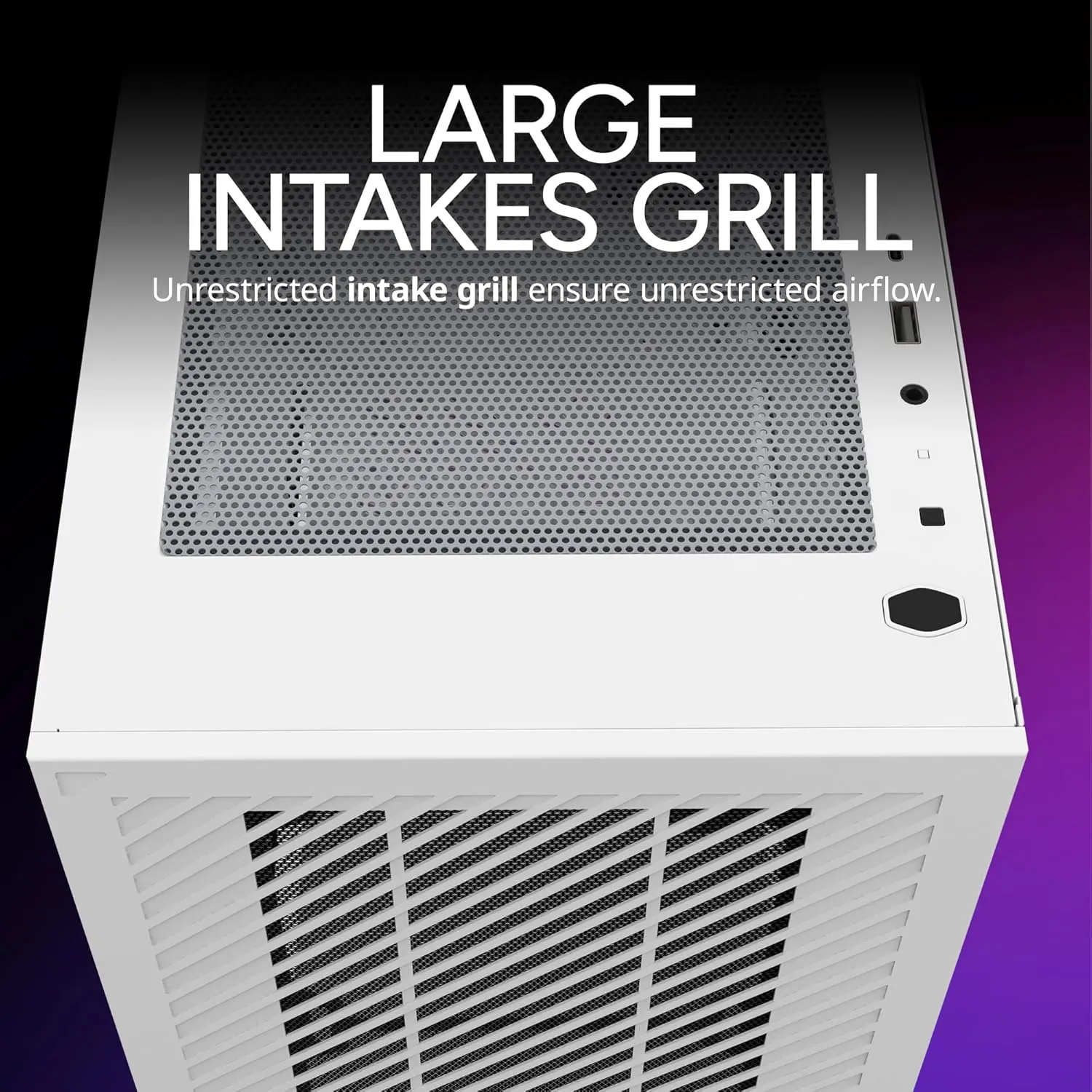 Cooler Master Elite 301 Lite White Micro-ATX High Airflow Minimalist PC Case, 365mm GPU Max, Compatible RTX 5080|RX 7090 XT, 280mm AIO Max, Type C, Tempered Glass, 120mm PWM Fan, Intakes Grill