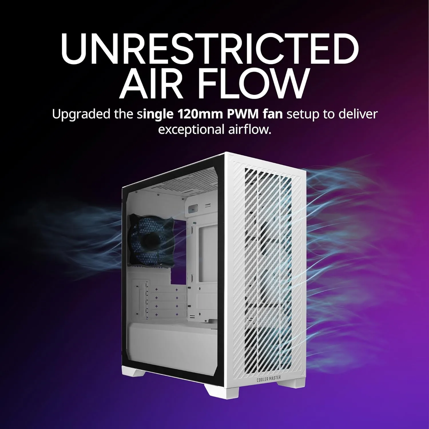 Cooler Master Elite 301 Lite White Micro-ATX High Airflow Minimalist PC Case, 365mm GPU Max, Compatible RTX 5080|RX 7090 XT, 280mm AIO Max, Type C, Tempered Glass, 120mm PWM Fan, Intakes Grill