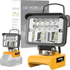 Cordless LED Work Light for Dewalt 18v/20v Battery, 20w 2000lumens Battery Powered Portable LED Flood Light for Dewalt 20v Tools Only with USB&Type-C Charging Emergency for Workshop, Garage, Camping