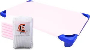 Cot Sheets for Toddler and Preschool - Daycare/Pre-School Cot Sheet - Corner Elastic Loops - Cot Bed Fitted Sheet - Poly Cotton Surface Pack of 6 (22" W X 52" L) - Pink